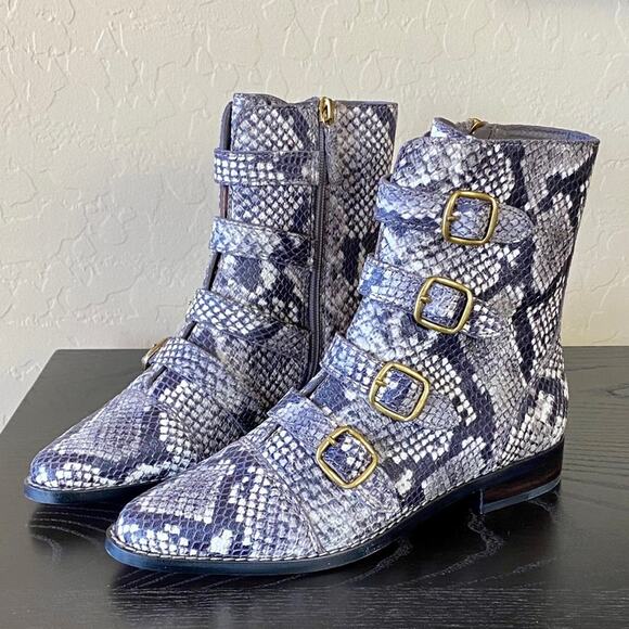 NWB J.Crew Multi-Buckle Boots Snake Leather AE921 - Picture 6 of 12